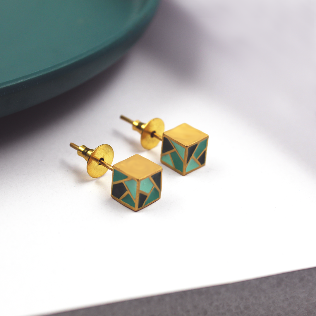 Cube Studs Green