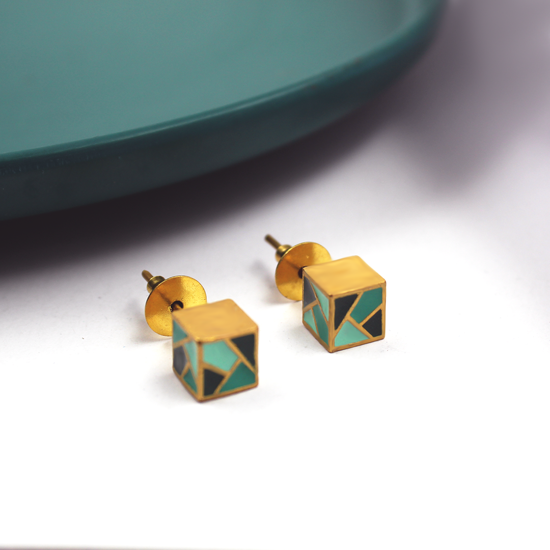 Cube Studs Green