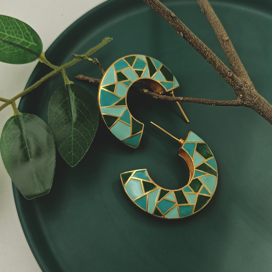 Graci Mosaic Hoops Green