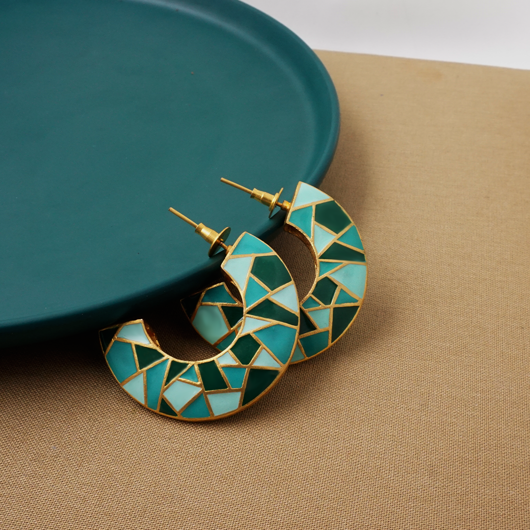 Graci Mosaic Hoops Green