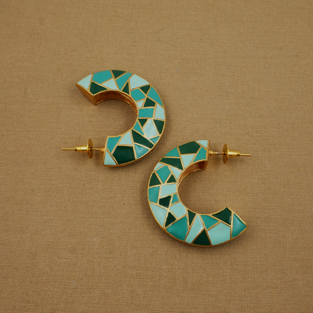 Graci Mosaic Hoops Green