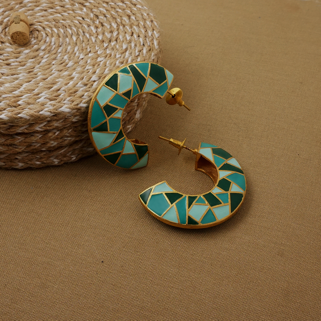 Graci Mosaic Hoops Green