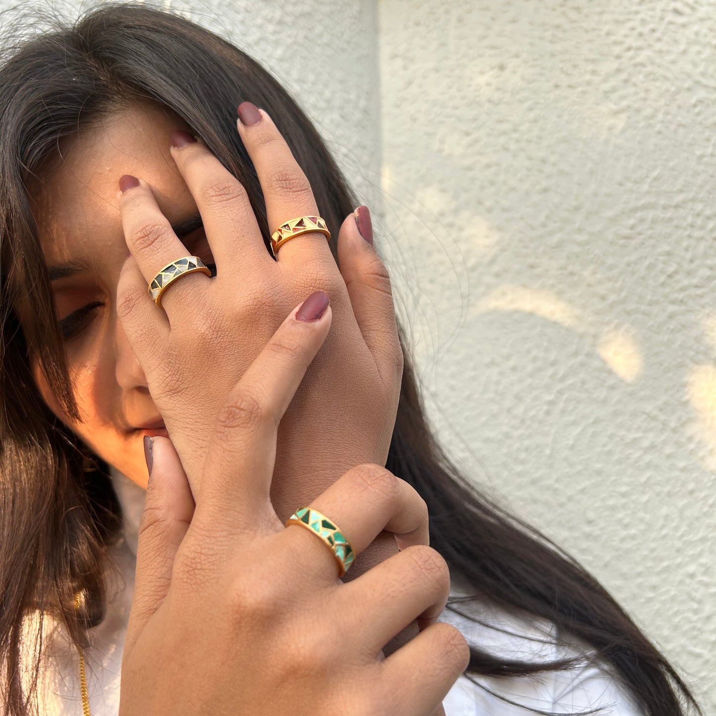 Mosaic Band Ring Green