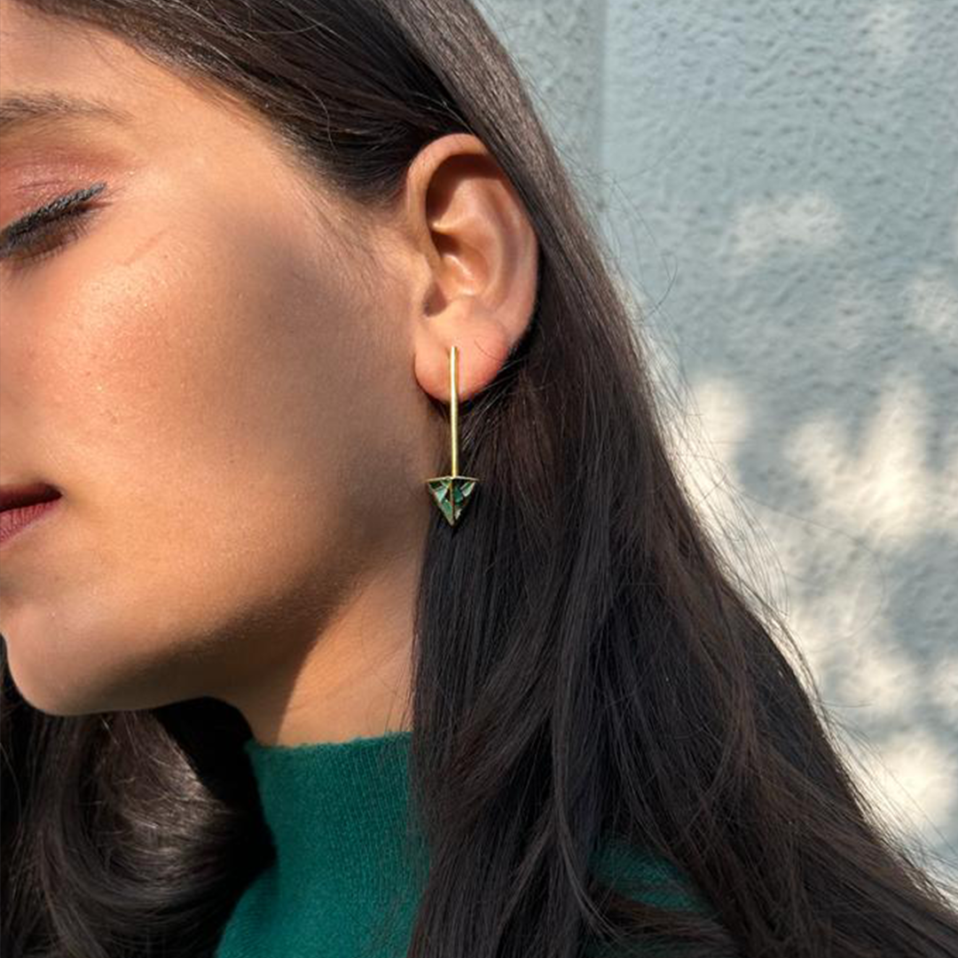 Tula Stick Earrings Green