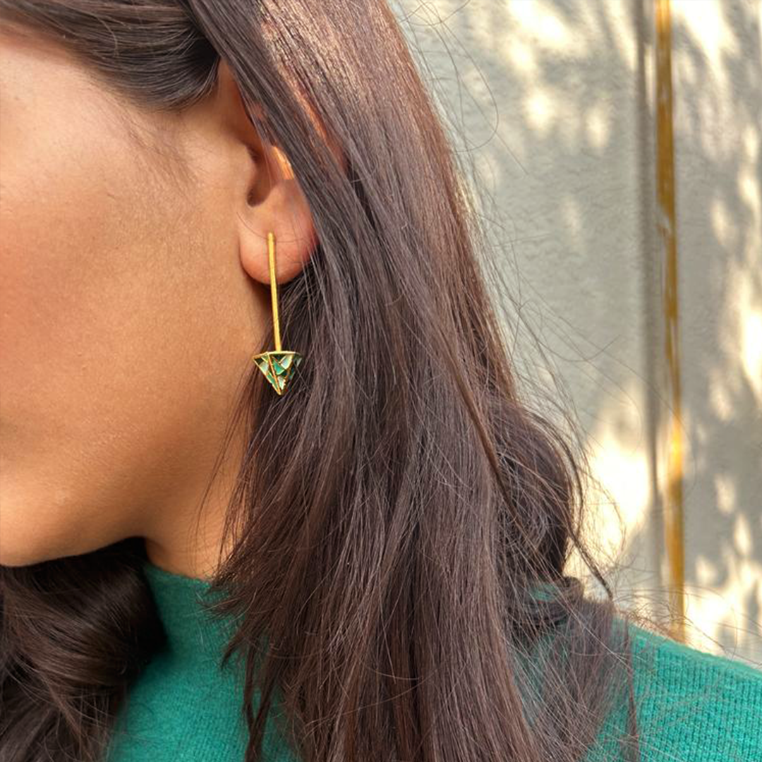 Tula Stick Earrings Green