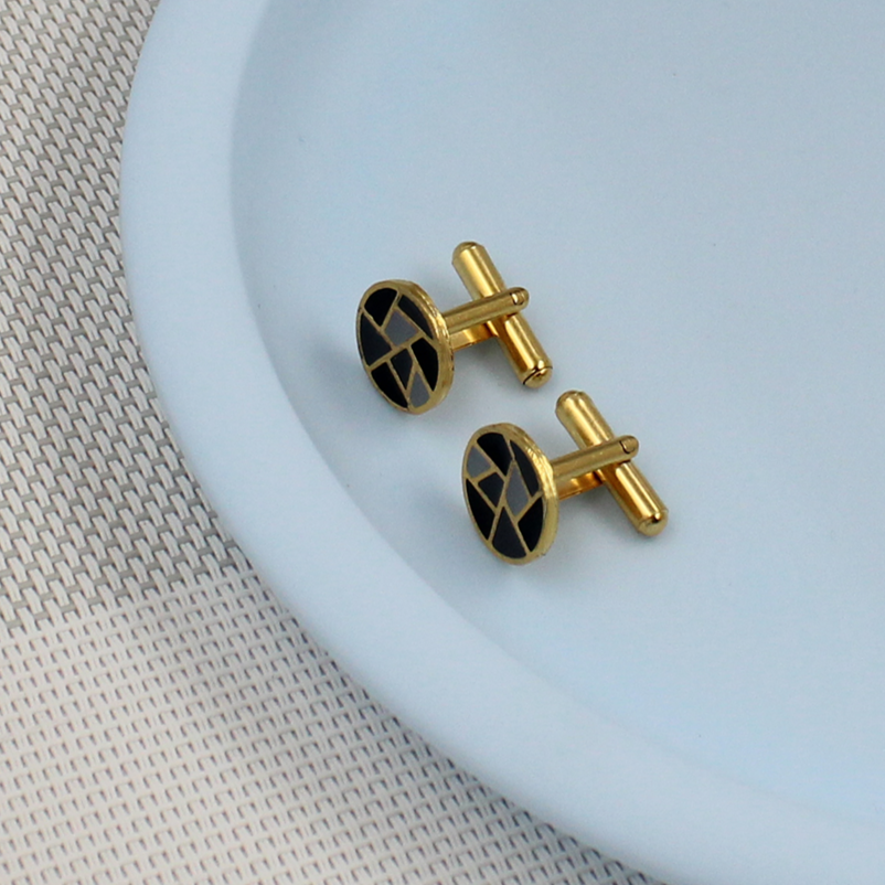 Eira Black Golden Cufflinks