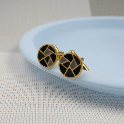 Eira Black Golden Cufflinks