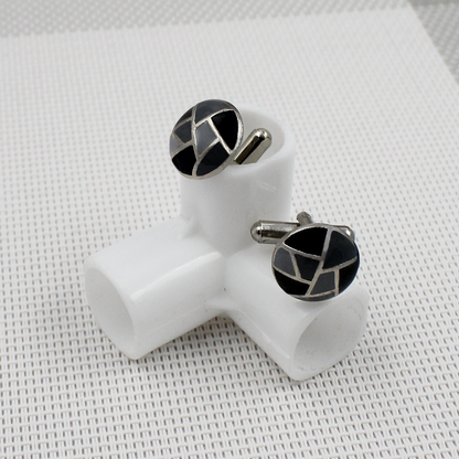 Sera Black Silver Cufflinks