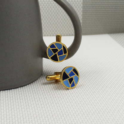 Eira Blue Golden Cufflinks