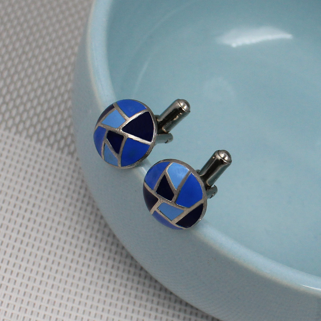 Sera Blue Silver Cufflinks