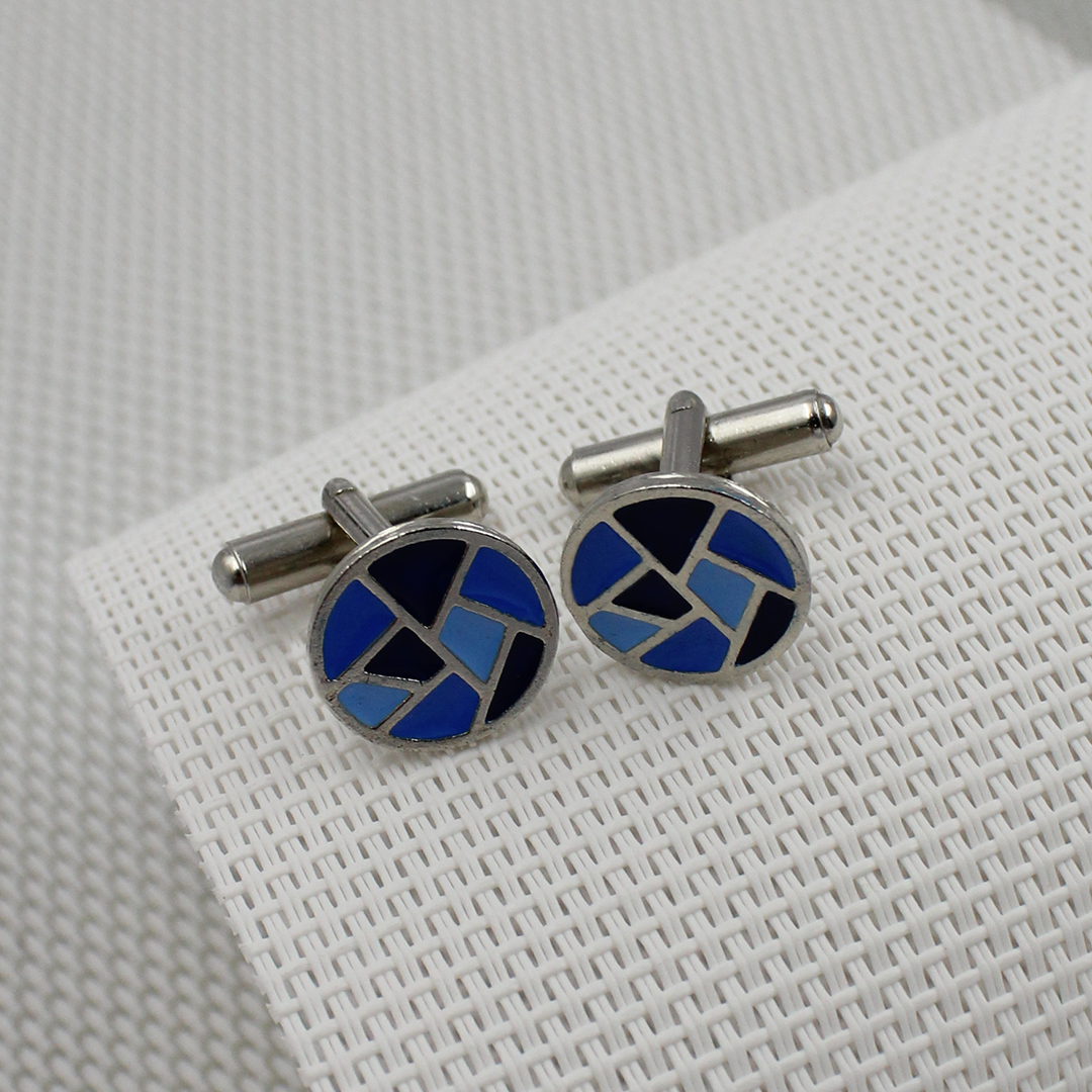 Eira Blue Silver Cufflinks