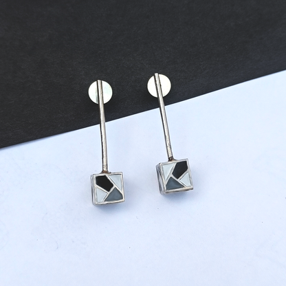 Cube Stick Earrings Grey