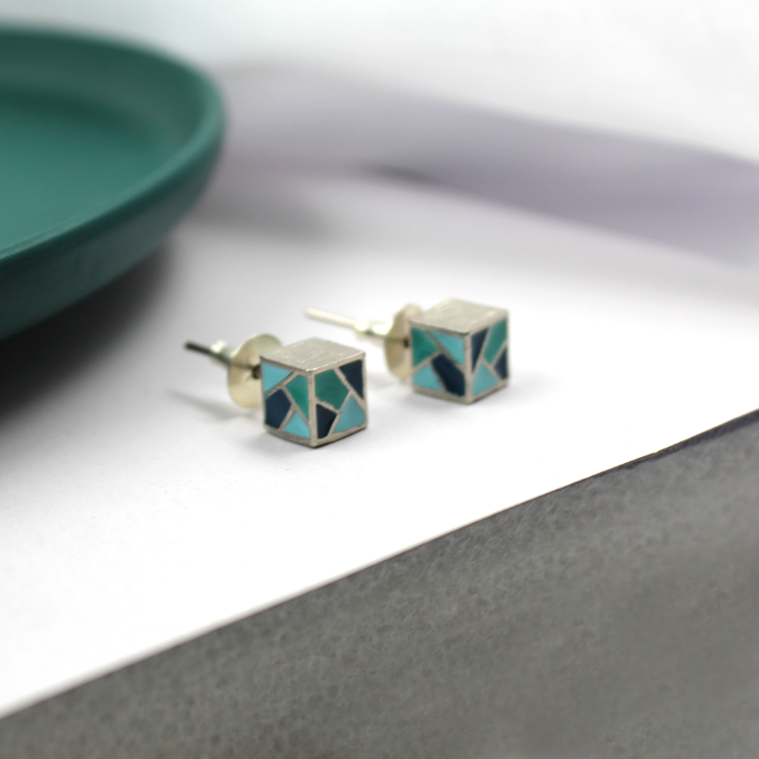 Cube Studs Blue