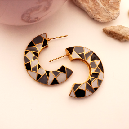 Graci Mosaic Hoops Black