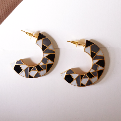 Graci Mosaic Hoops Black