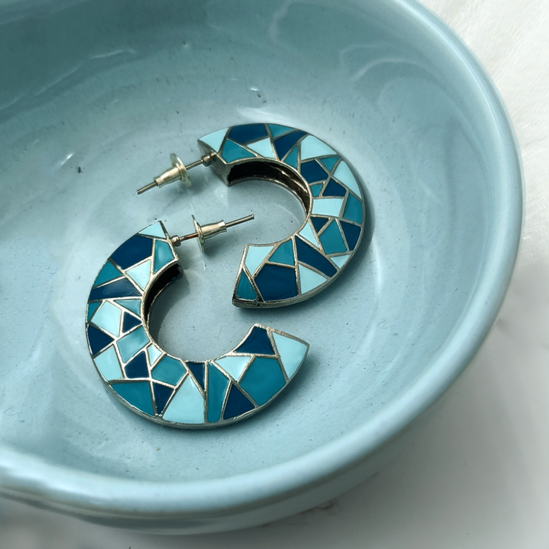 Graci Mosaic Hoops Blue