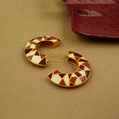 Graci Mosaic Hoops Red