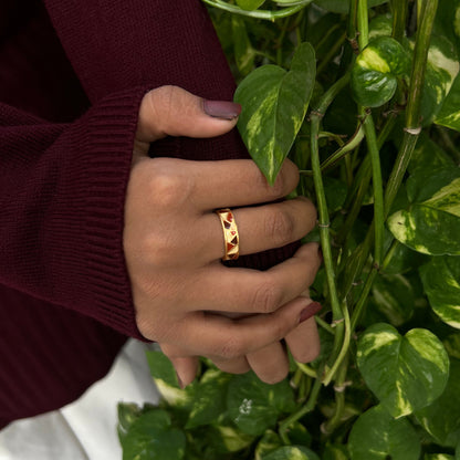 Mosaic Band Ring Red