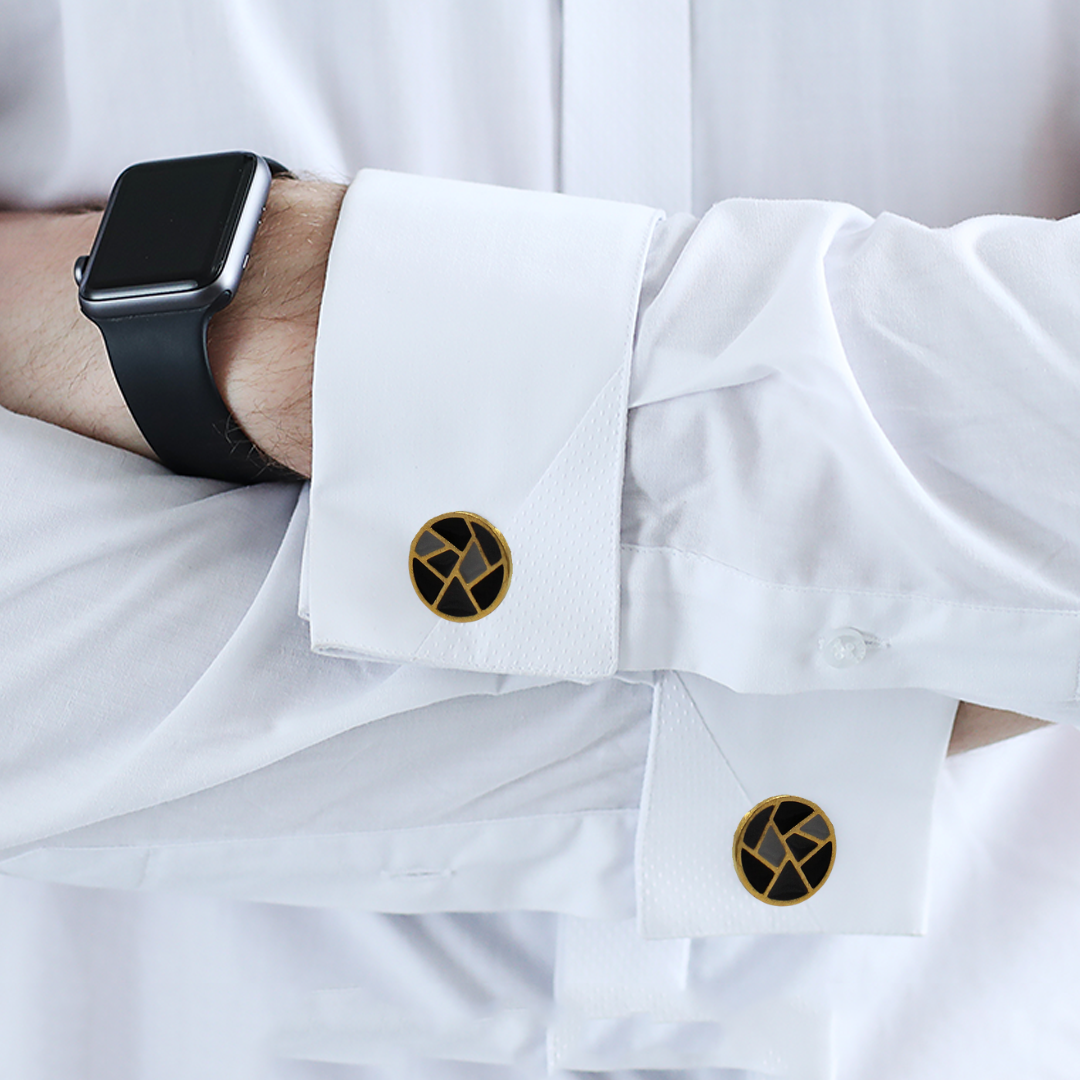 Eira Black Golden Cufflinks