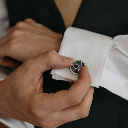 Eira Black Silver Cufflinks